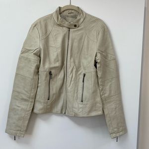 EUC max jeans faux leather bomber jacket